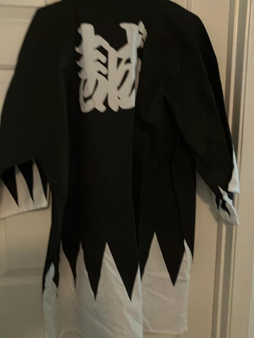 Black and White Happi Japanese Festival Coat, Haori Kanji - Picture 2 of 4